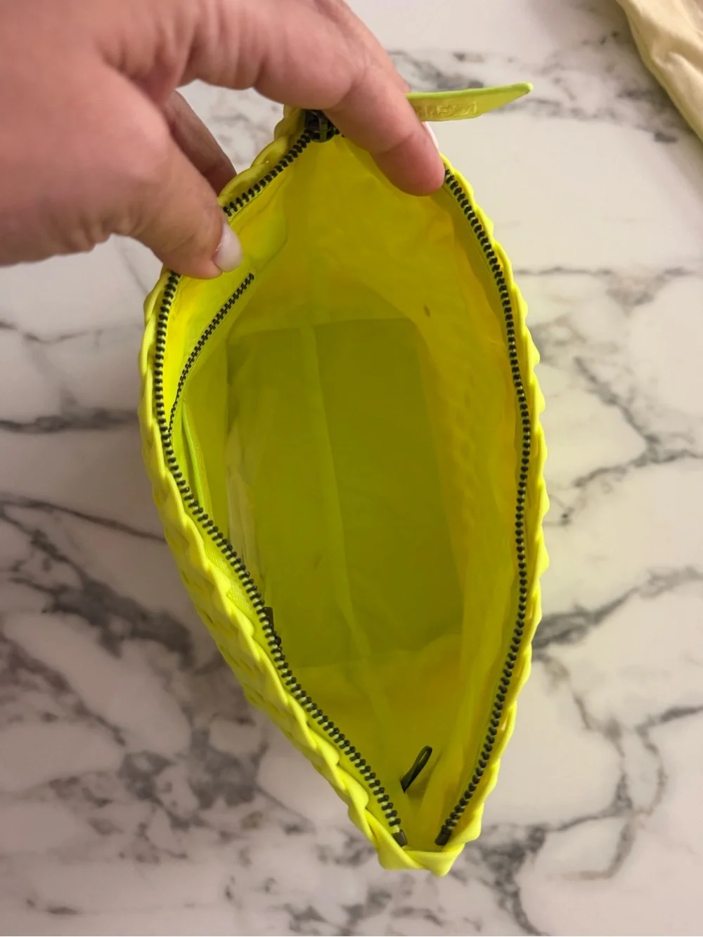 Naghedi Portofino Neon Yellow Woven Pouch Petite NWT